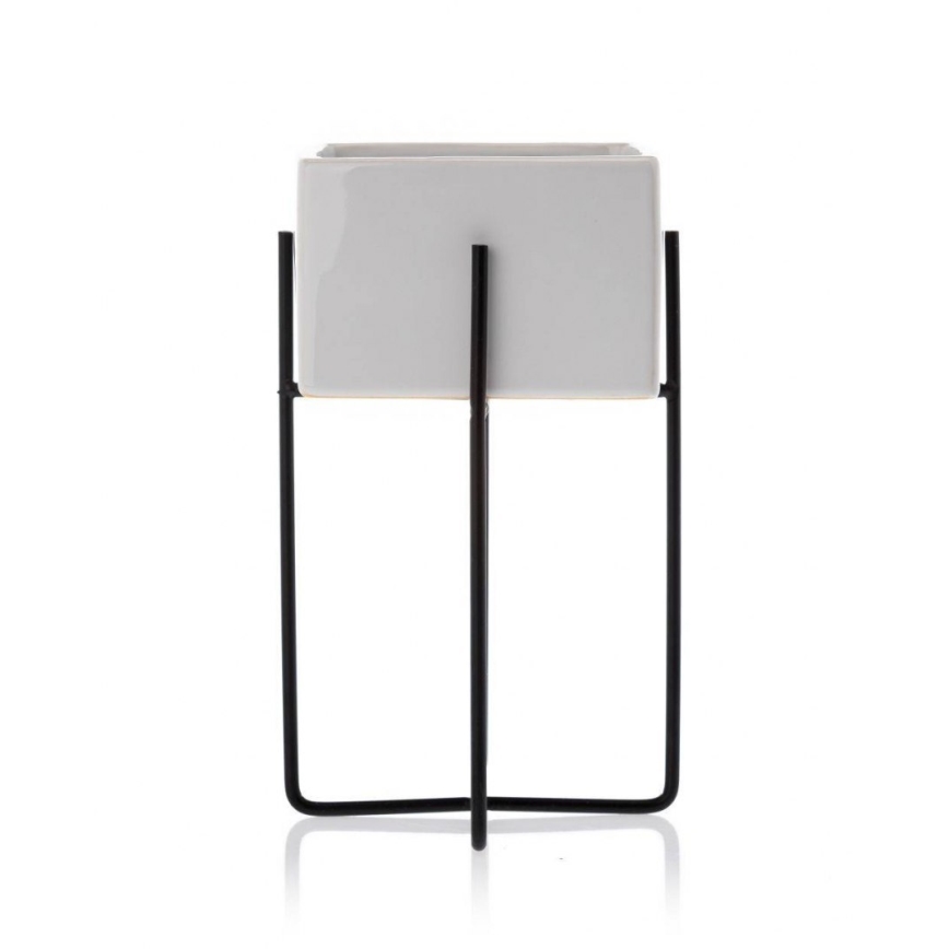 Keramička posuda za cvijeće MIZU 20,4x12,1 cm bijela/crna