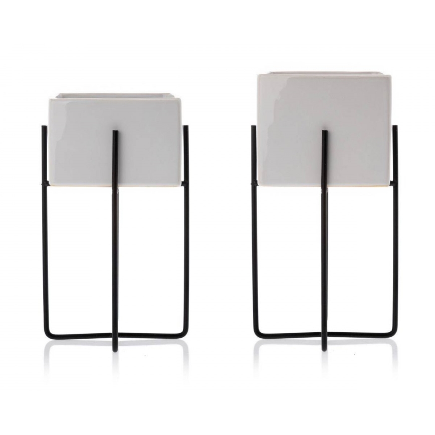 Keramička posuda za cvijeće MIZU 20,4x12,1 cm bijela/crna