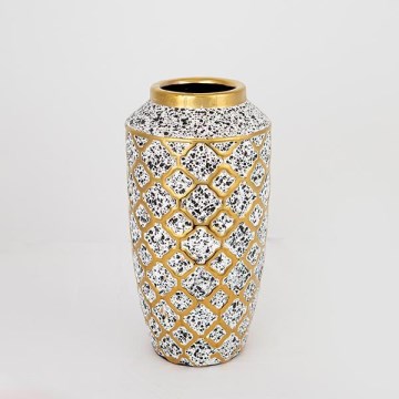 Keramička vaza 25x13 cm bijela/zlatna/crna