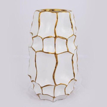 Keramička vaza 25x14,5 cm zlatna/bijela