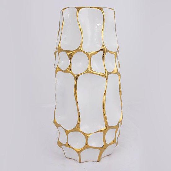 Keramička vaza 31,5x15,5 cm zlatna/bijela