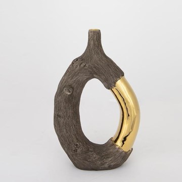 Keramička vaza 31,5x20x8 cm smeđa/zlatna