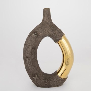 Keramička vaza 38,5x26,5x9,5 cm smeđa/zlatna