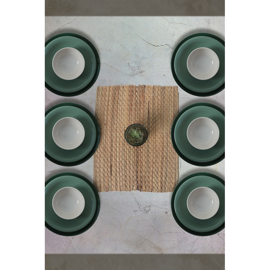 Keramički set za jelo, 18-dijelni, zeleno-bijele boje.