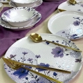 Keramički set za jelo, 24 kom, bijela/ljubičasta