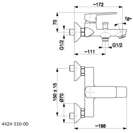 KFA Armatura 4424-510-00 - Kada set s baterijom AGAT sjajni krom