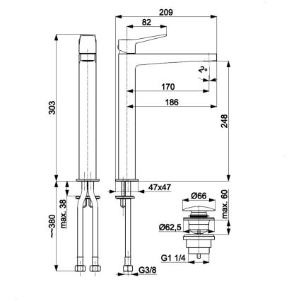 KFA Armatura 4522-712-81 - miješalica za umivaonik + izljev MALAGA 30,3 cm crna
