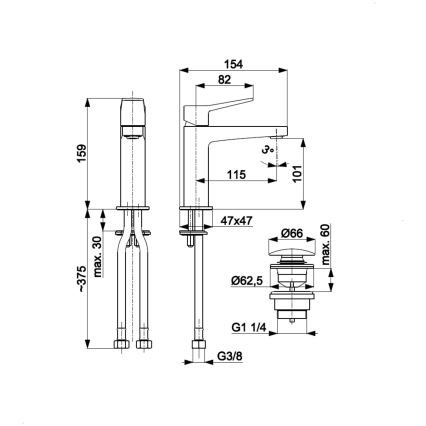 KFA Armatura 4522-815-44 - Slavina za umivaonik + ispust MALAGA 15,9 cm bijela