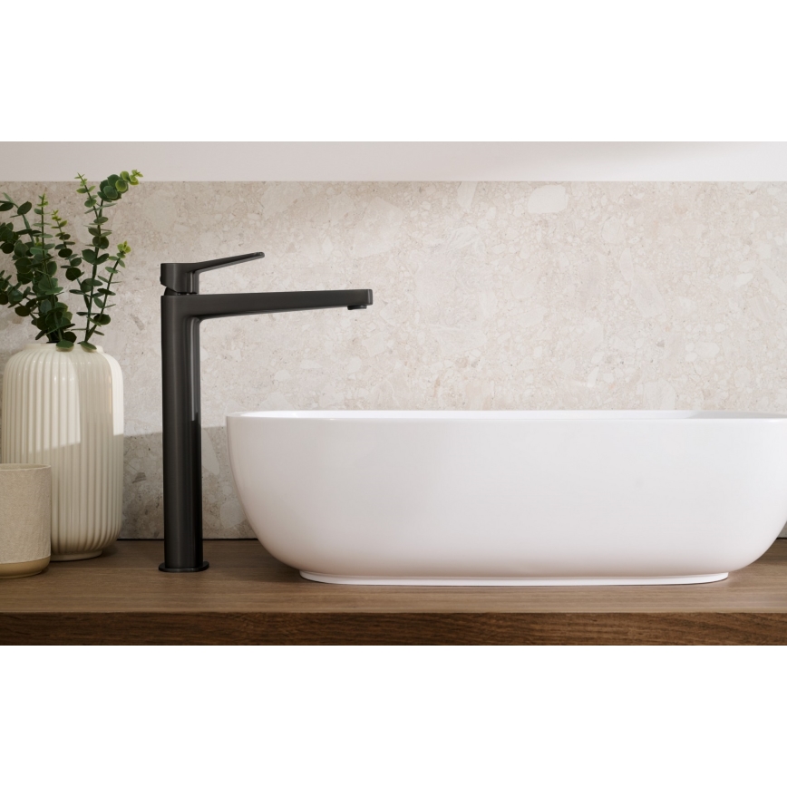 KFA Armatura 4522-815-81 - Slavina za umivaonik + izljev MALAGA 15,9 cm crna