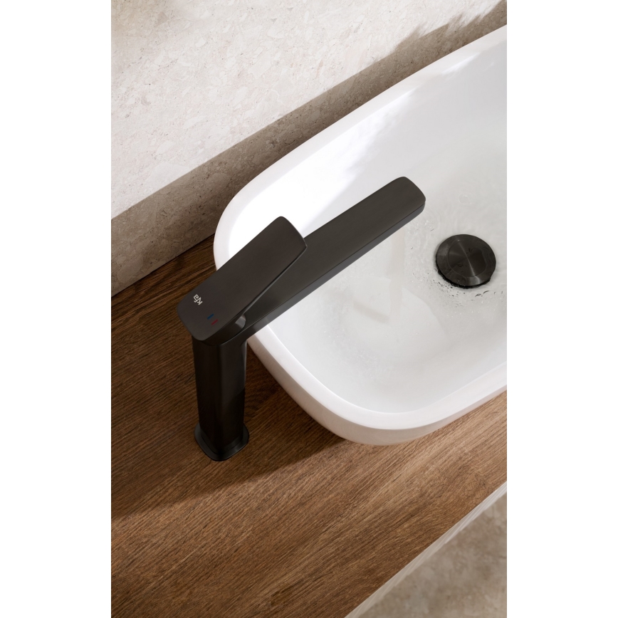KFA Armatura 4522-825-81 - Slavina za umivaonik + odtok MALAGA 17 cm crna