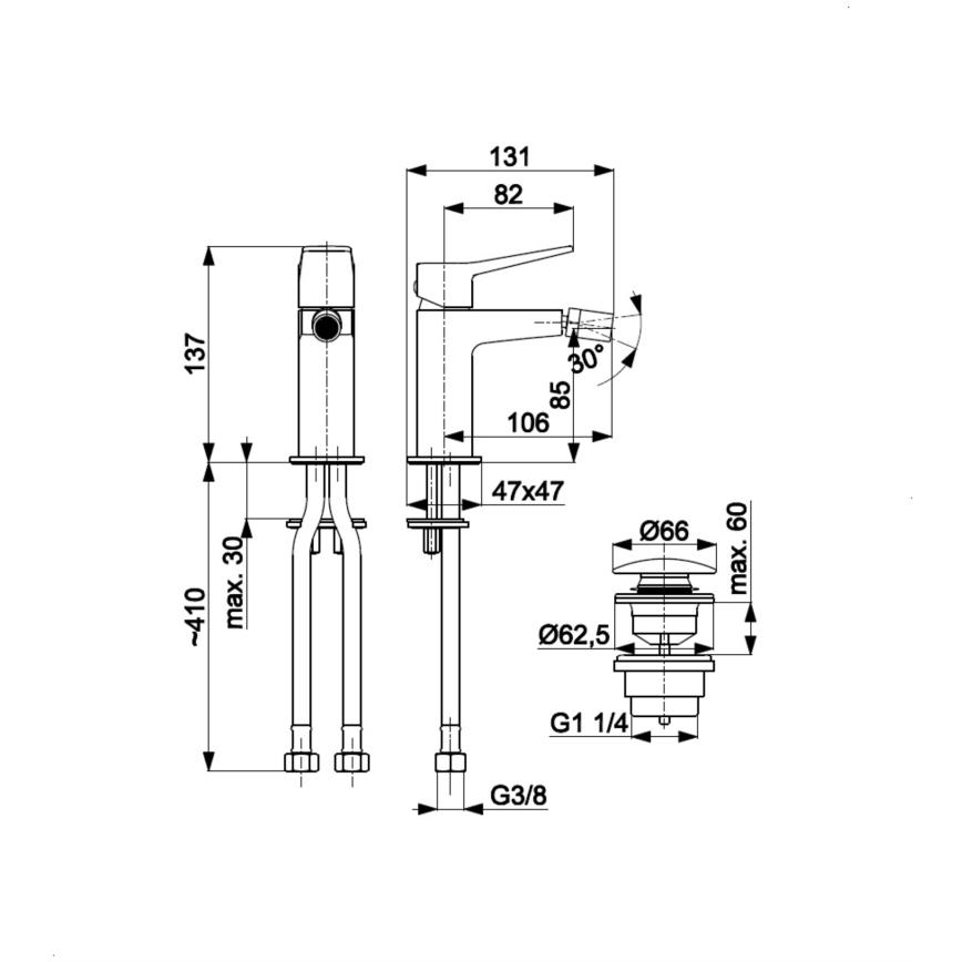 KFA Armatura 4527-015-44 - Baterija za bide + ispust MALAGA bijela