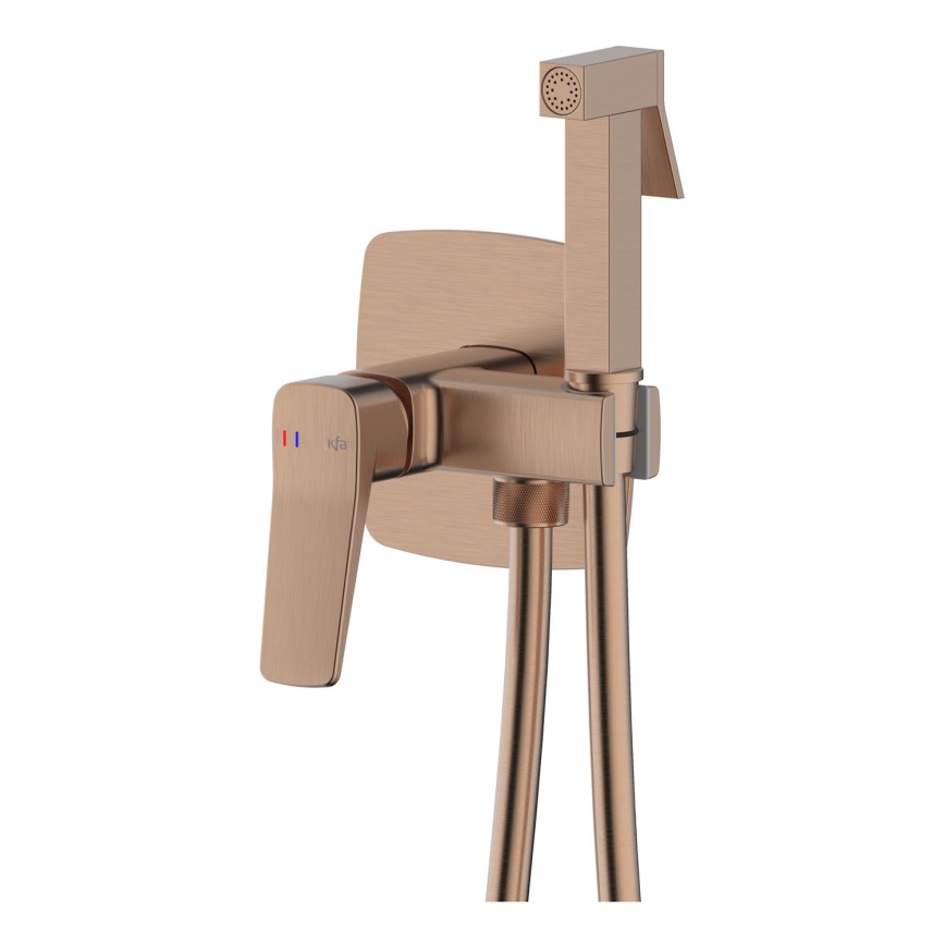 KFA Armatura 4529-512-34 - Baterija za bide s ručnim tušem za podžbuknu ugradnju MALAGA, ružičasto zlato