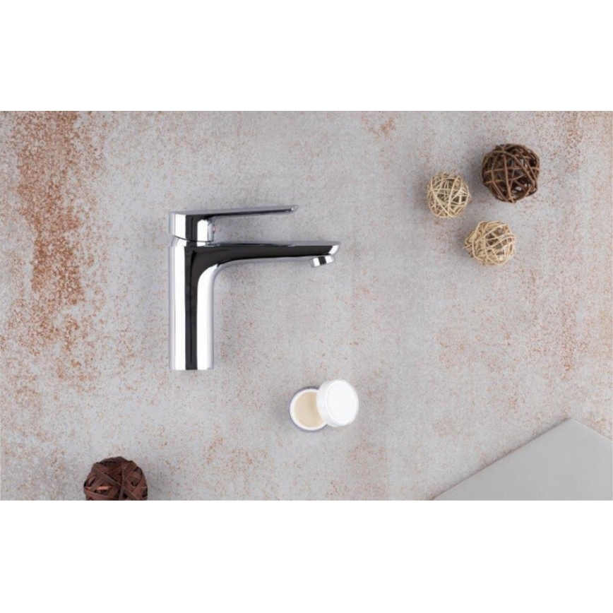 KFA Armatura 5022-815-00 - Slavina za umivaonik + odvod s preljevom TANZANIT 15,4 cm sjajni krom