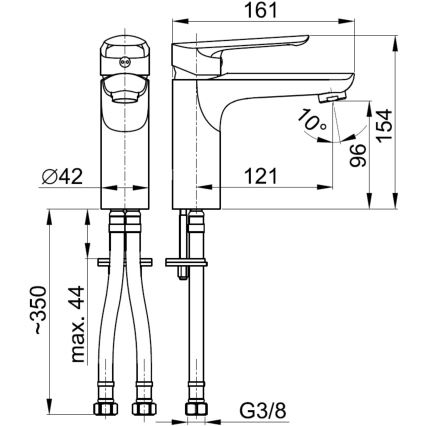 KFA Armatura 5022-815-00 - Slavina za umivaonik + odvod s preljevom TANZANIT 15,4 cm sjajni krom