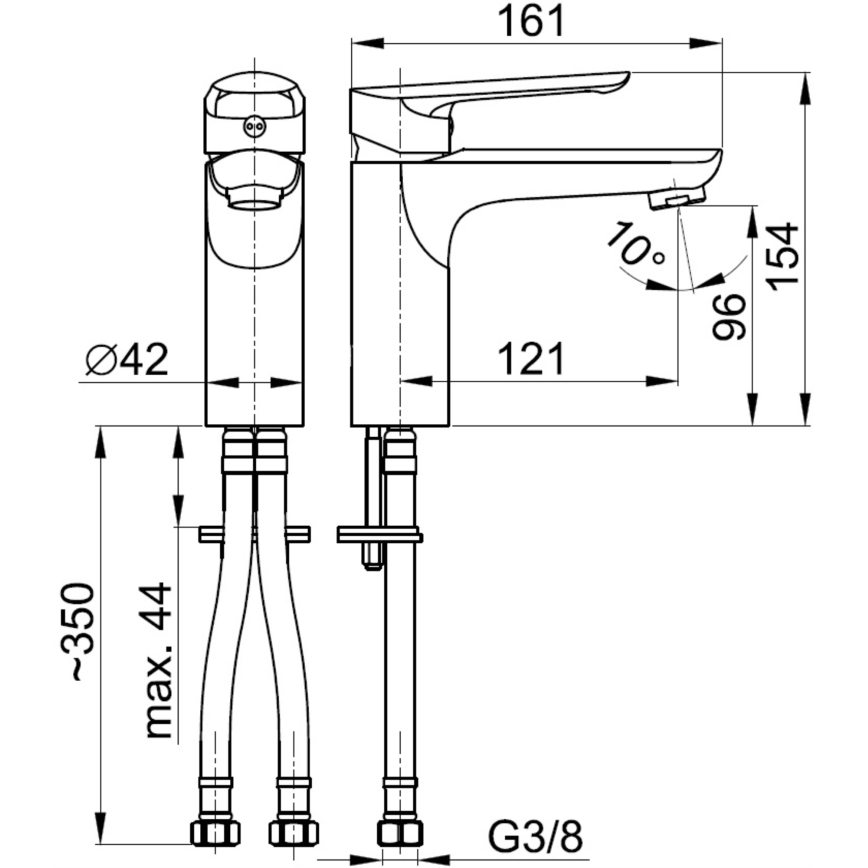 KFA Armatura 5022-815-00 - Slavina za umivaonik + odvod s preljevom TANZANIT 15,4 cm sjajni krom