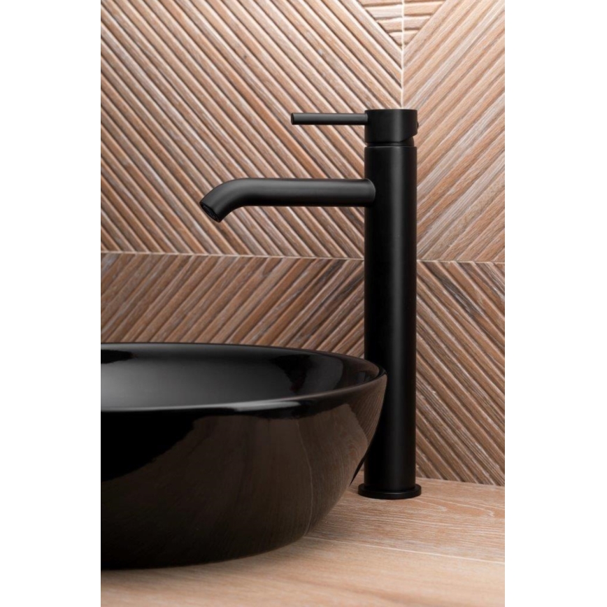 KFA Armatura 5032-612-81 - Slavina za umivaonik + odvod s preljevom MOZA 33 cm mat crna