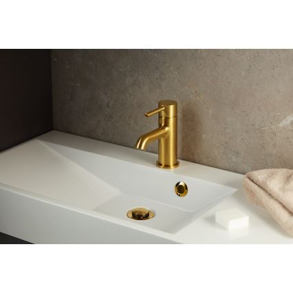 KFA Armatura 5032-815-31 - Slavina za umivaonik + odvod s preljevom MOZA 15,2 cm brušeno zlato