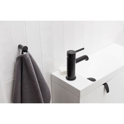 KFA Armatura 5032-815-81 - Slavina za umivaonik + odvod s preljevom MOZA 15,2 cm mat crna