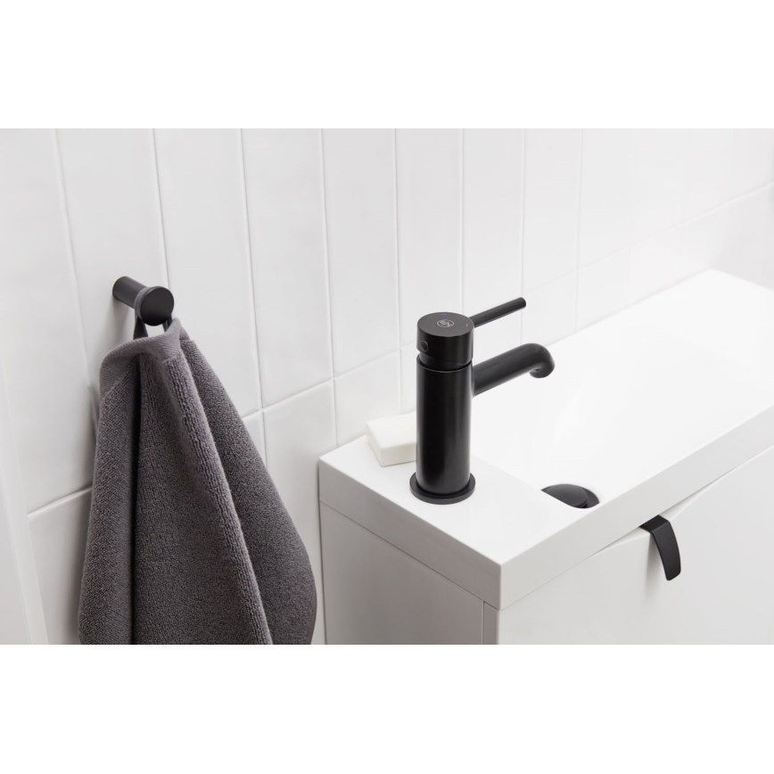 KFA Armatura 5032-815-81 - Slavina za umivaonik + odvod s preljevom MOZA 15,2 cm mat crna