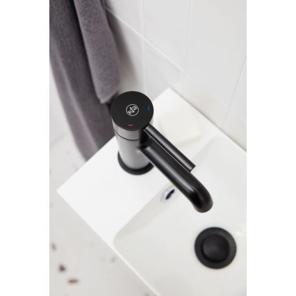 KFA Armatura 5032-815-81 - Slavina za umivaonik + odvod s preljevom MOZA 15,2 cm mat crna