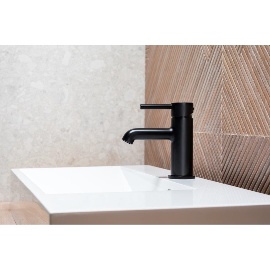 KFA Armatura 5032-815-81 - Slavina za umivaonik + odvod s preljevom MOZA 15,2 cm mat crna