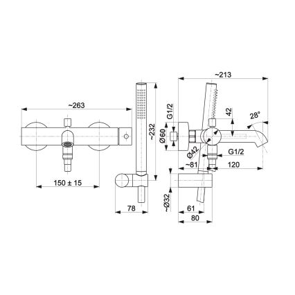 KFA Armatura 5034-520-81 - Set za kadu s baterijom MOZA mat crna