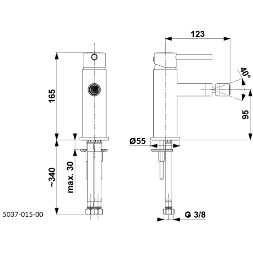 KFA Armatura 5037-015-00 - Baterija za bide + odtok s preljevom MOZA sjajni krom