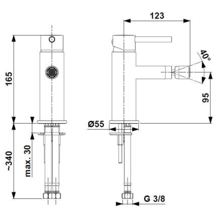 KFA Armatura 5037-015-31 - Baterija za bide + odtok s preljevom MOZA brušeno zlato