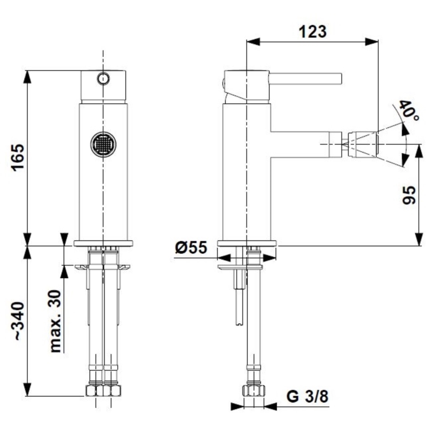 KFA Armatura 5037-015-31 - Baterija za bide + odtok s preljevom MOZA brušeno zlato