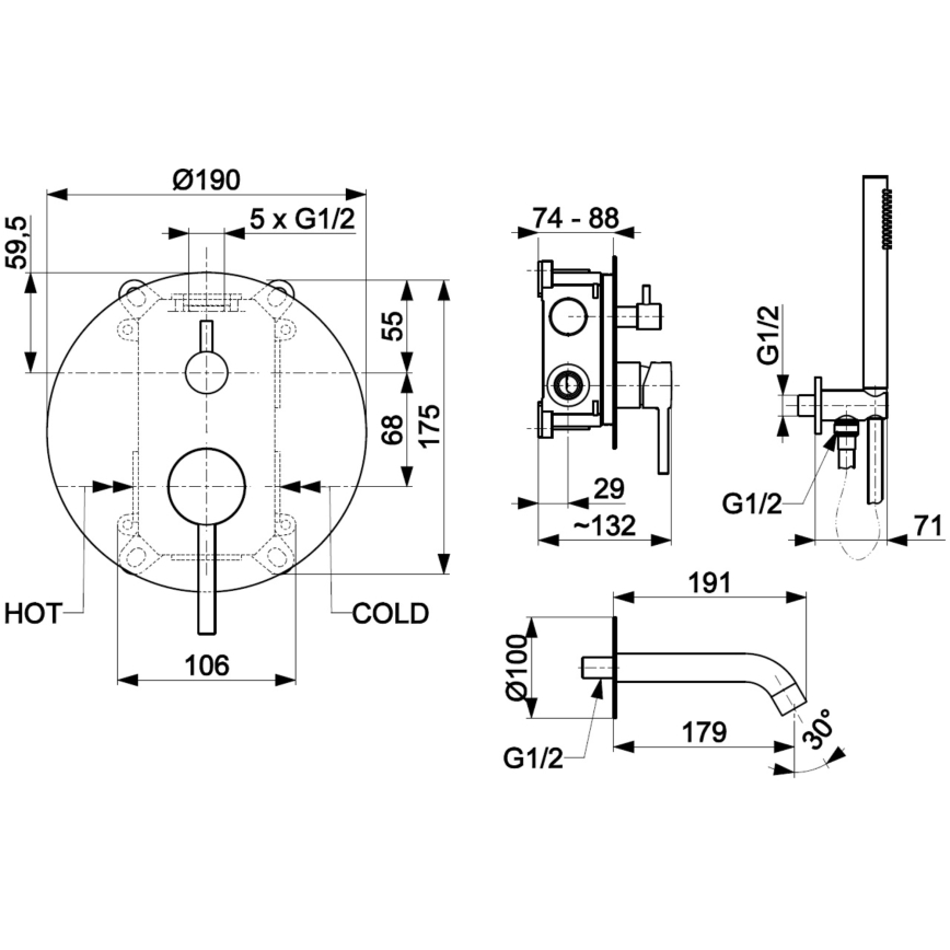 KFA Armatura 5039-401-81 - Kada set s podžbuknom baterijom MOZA mat crna