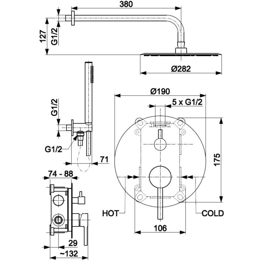 KFA Armatura 5039-501-00 - Tuš set s podžbuknom baterijom MOZA sjajni krom