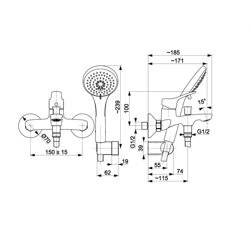 KFA Armatura 5244-510-00 - Kupaonski set s baterijom MORRIS sjajni krom