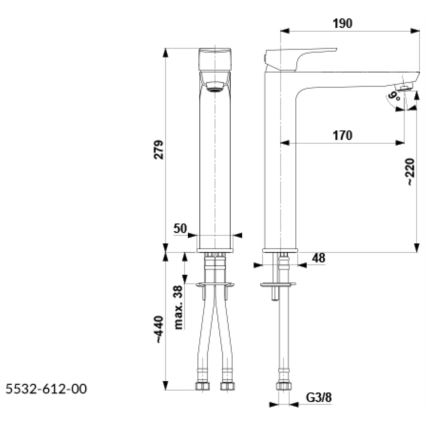 KFA Armatura 5532-612-00 - Slavina za umivaonik MOKAIT 27,9 cm sjajni krom