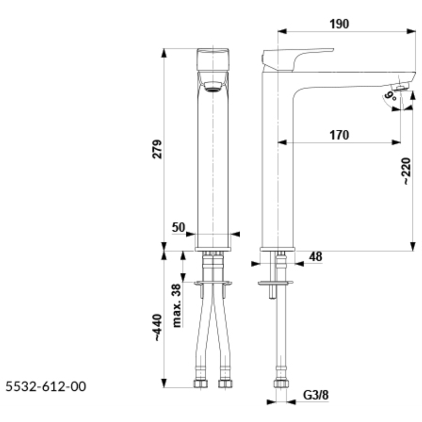 KFA Armatura 5532-612-00 - Slavina za umivaonik MOKAIT 27,9 cm sjajni krom