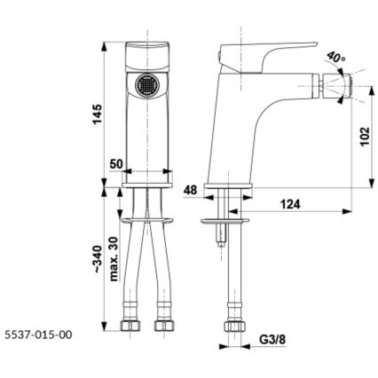 KFA Armatura 5537-015-00 - Baterija za bide + odtok s preljevom MOKAIT sjajni krom