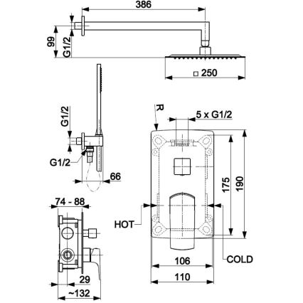 KFA Armatura 5539-511-81 - Tuš set s podžbuknom baterijom MOKAIT mesing/mat crna
