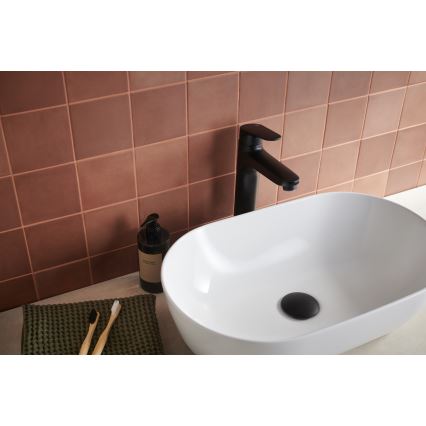 KFA Armatura 5552-712-81 - Slavina za umivaonik + odvod s preljevom OTAVA 30,2 cm mat crna