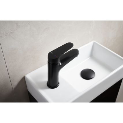 KFA Armatura 5552-815-81 - Slavina za umivaonik + odvod s preljevom OTAVA 15 cm mat crna