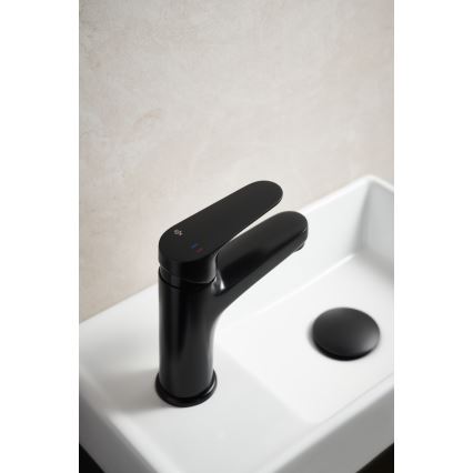 KFA Armatura 5552-815-81 - Slavina za umivaonik + odvod s preljevom OTAVA 15 cm mat crna