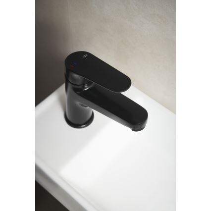 KFA Armatura 5552-815-81 - Slavina za umivaonik + odvod s preljevom OTAVA 15 cm mat crna
