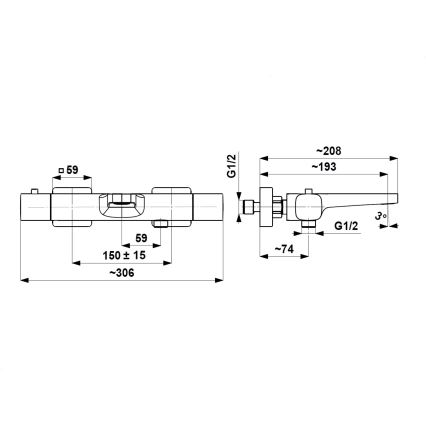KFA Armatura 5754-010-61 - Termostatska miješalica za kadu MALAGA, metalno siva