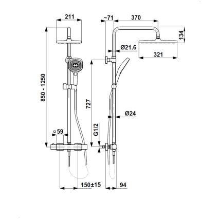 KFA Armatura 5756-910-00 - Set za tuš s termostatskom baterijom MALAGA, sjajni krom