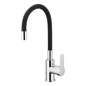 KFA Armatura 6553-915-00 - Slavina za sudoper s fleksibilnim vratom RUMBA 40,5 cm crna/sjajni krom