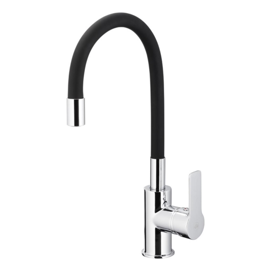 KFA Armatura 6553-915-00 - Slavina za sudoper s fleksibilnim vratom RUMBA 40,5 cm crna/sjajni krom