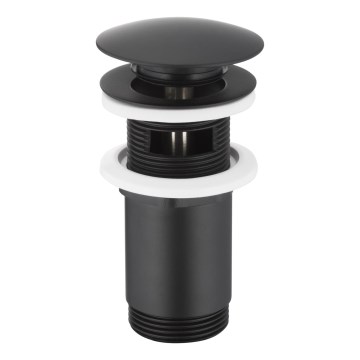 KFA Armatura 660-254-81 - Slavina za umivaonik s preljevom CLICK-CLACK promjera 6,6 cm mesing/mat crna