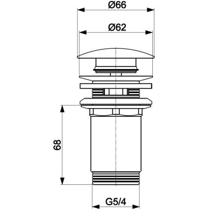 KFA Armatura 660-254-81 - Slavina za umivaonik s preljevom CLICK-CLACK promjera 6,6 cm mesing/mat crna