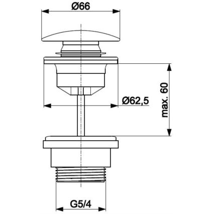 KFA Armatura 660-310-81 - Odljev za umivaonik CLICK-CLACK promjera 6,6 cm mesing/mat crna