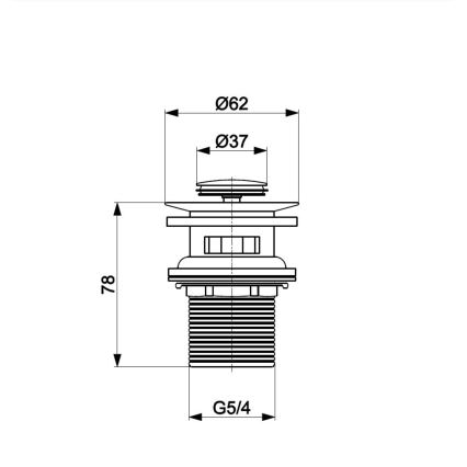 KFA Armatura 660-354-00 - Odljev za umivaonik s preljevom CLICK-CLACK promjera 6,2 cm sjajni krom