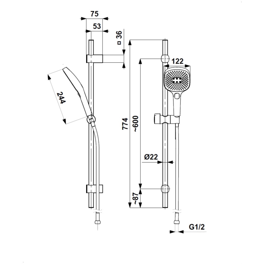 KFA Armatura 841-352-61 - Komplet za tuširanje MALAGA, metalno sive boje