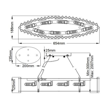 Kichler - LED Luster na sajli za kupaonicu CRYSTAL SKYE 8xG9/3W/230V IP44